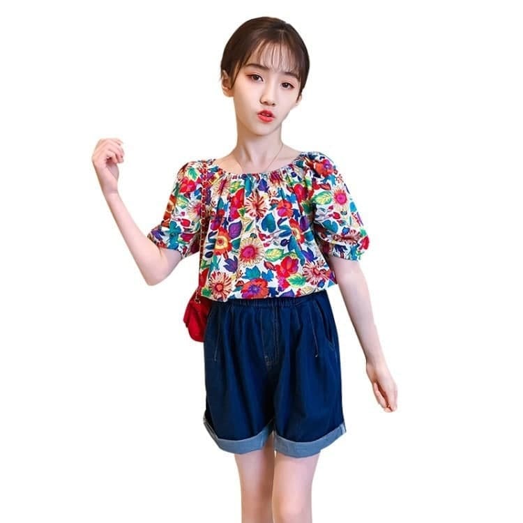 Promo !! Setelan anak perempuan import / Setelan full leaf and flower Ukuran 5-9 Tahun / Setelan anak trendy