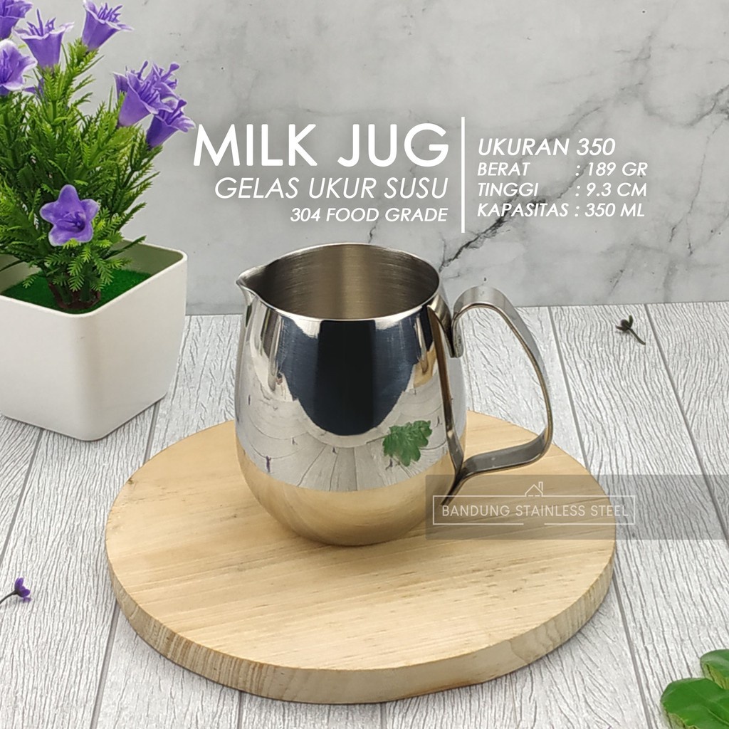 sus 304 Milk jug 350ml cembung bulat pitcher measurement latte jug polos  stainless steel