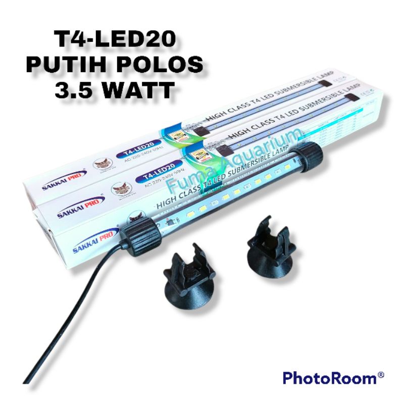 Lampu Celup Aquarium 20cm Sakkai pro T4-LED20 Putih Polos 3.5 watt Aquarium Aquascape Submersible Lamp