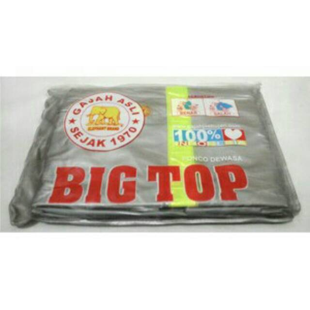 Jas hujan ponco BIG TOP Gajah SILVER / BLACK