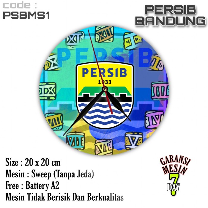 Jam Dinding PERSIB BANDUNG Team Club Klub Sepak bola BOBOTOH MAUNG BANDUNG