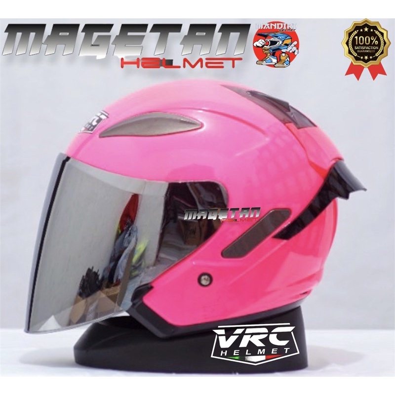 HELM CENTRO VRC SOLID/POLOS (paket ganteng spoiler kaca flat venom iridium)-pink stb spoiler