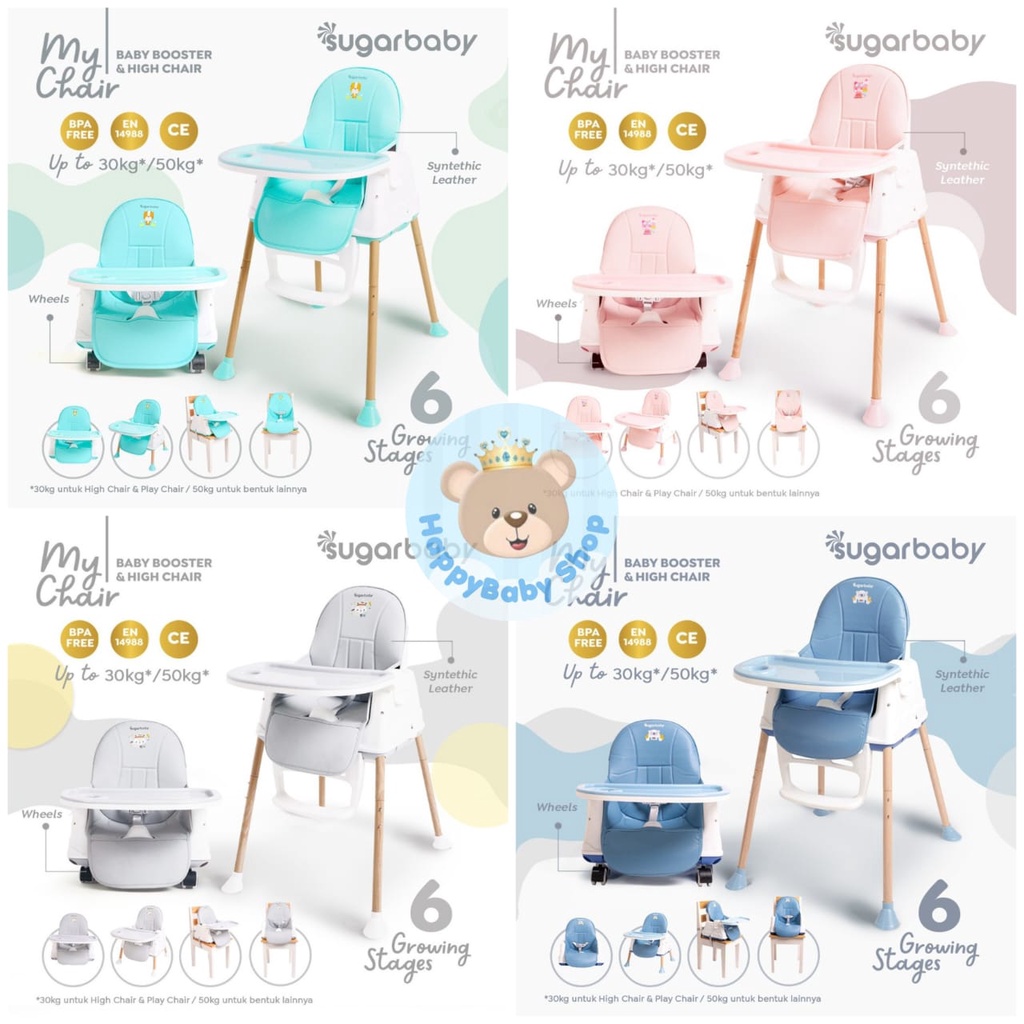 Sugarbaby MY CHAIR // FUN CHAIR // Sit On Me Folded ( BABY BOOSTER &amp; HIGH CHAIR ) 6 Growing Stages