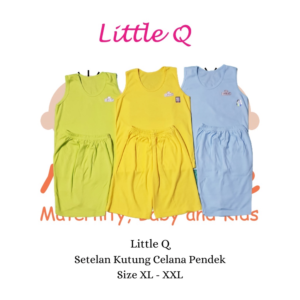 [Size XXL] Little Q Polos Boy Hijau Kuning Biru Setelan Kutung Bis Celana Pendek