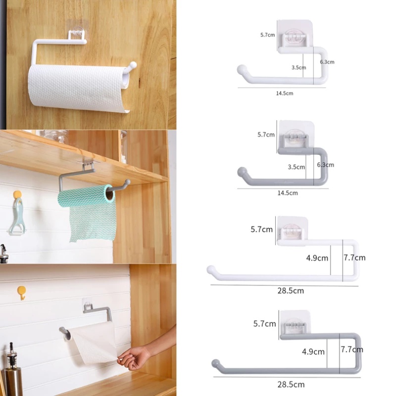 Wall Mount Nail-Free Self-adhesive Towel Holder/Multifunction Tissue Storage Hanger For Kitchen And Bathroom