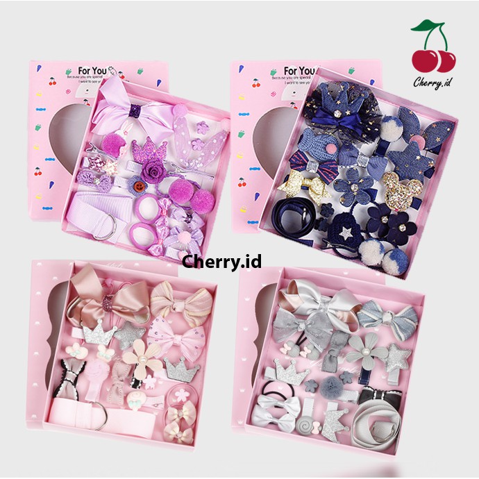 Cherry COD Aksesoris Ikat Jepit Rambut Anak Cute  / Children's Hairpin Hair Circle Gift Box / Pita Rambut Anak / Karet Rambut Anak PT03