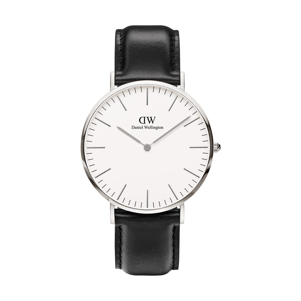 【✔Penjualan Terbaik】100%Ori Jam Tangan Pria Jam Tangan Kulit Premiun Diameter  +Free Box Baterai |Jam tangan Fashion Pria/Jam Tangan Pasangan-Putih silver