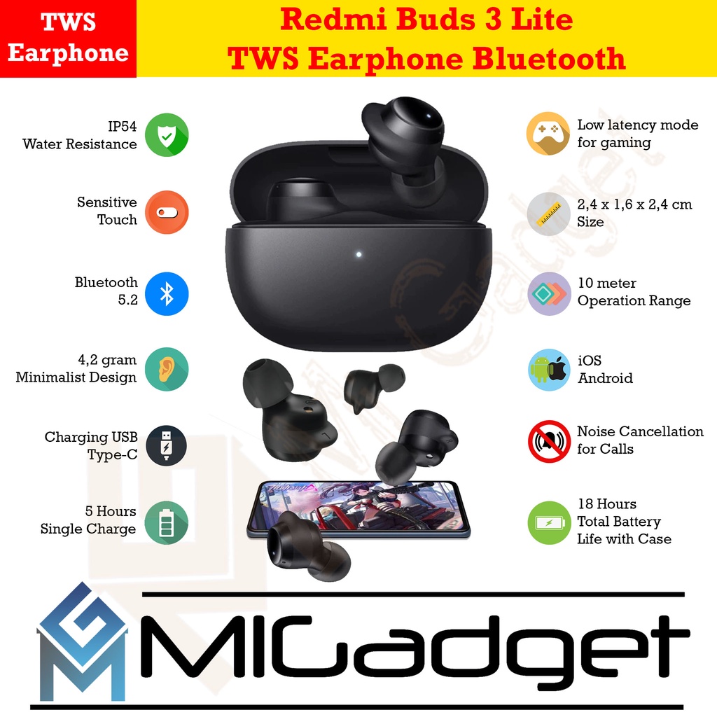 Redmi Buds 3 Lite TWS Earphone Bluetooth - Garansi Resmi