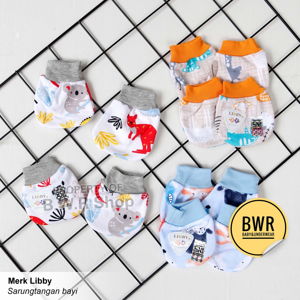 Sarung Tangan LIBBY MOTIF Random | Sarung Tangan dan Kaki Libby Motif Terbaru Bayi Newborn - Bwr