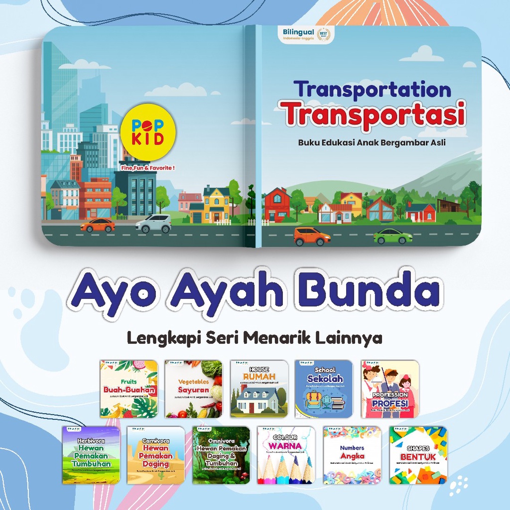 PAKET 12 PCS BUKU MINI BOOK PENGENALAN PENGETAHUAN BILINGUAL ANIMASI EDUKASI ANAK BAYI PAUD