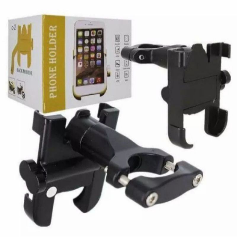 PHONE HOLDER HP HANDLE SEPEDA/MOTOR BAHAN FULL BESI HOLDER C1