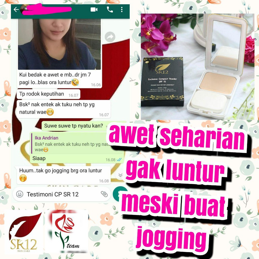 BEDAK NATURAL DAN PINK SR12 / BEDAK PADAT TAHAN LAMA / BEDAK ANTI LUNTUR / SPF MENGANDUNG FOUNDATION-5