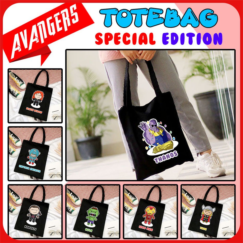 D003 TOTEBAG / TOTE BAG TAS FASHION / TAS TOTEBAG RESLETING / TOTE BAG ZIPPER MOTIF AVENGERS