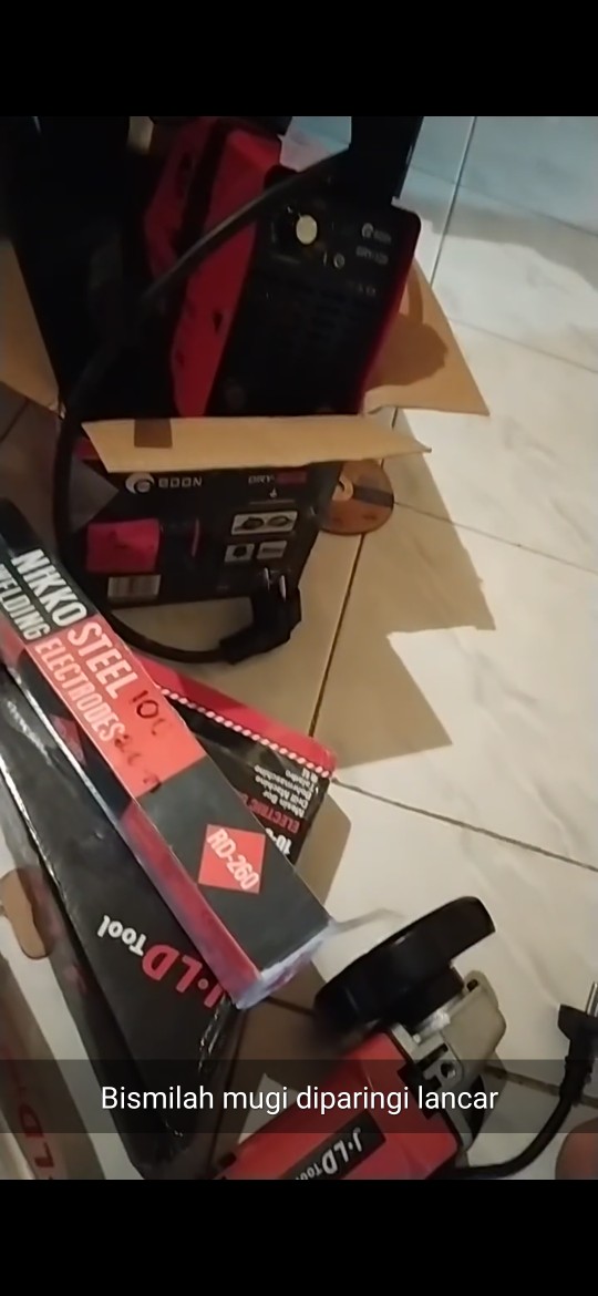 [3item] Paket Mesin Las Edon Merah 120a + Bor Jld 10-3 + Gerinda Jld J9554