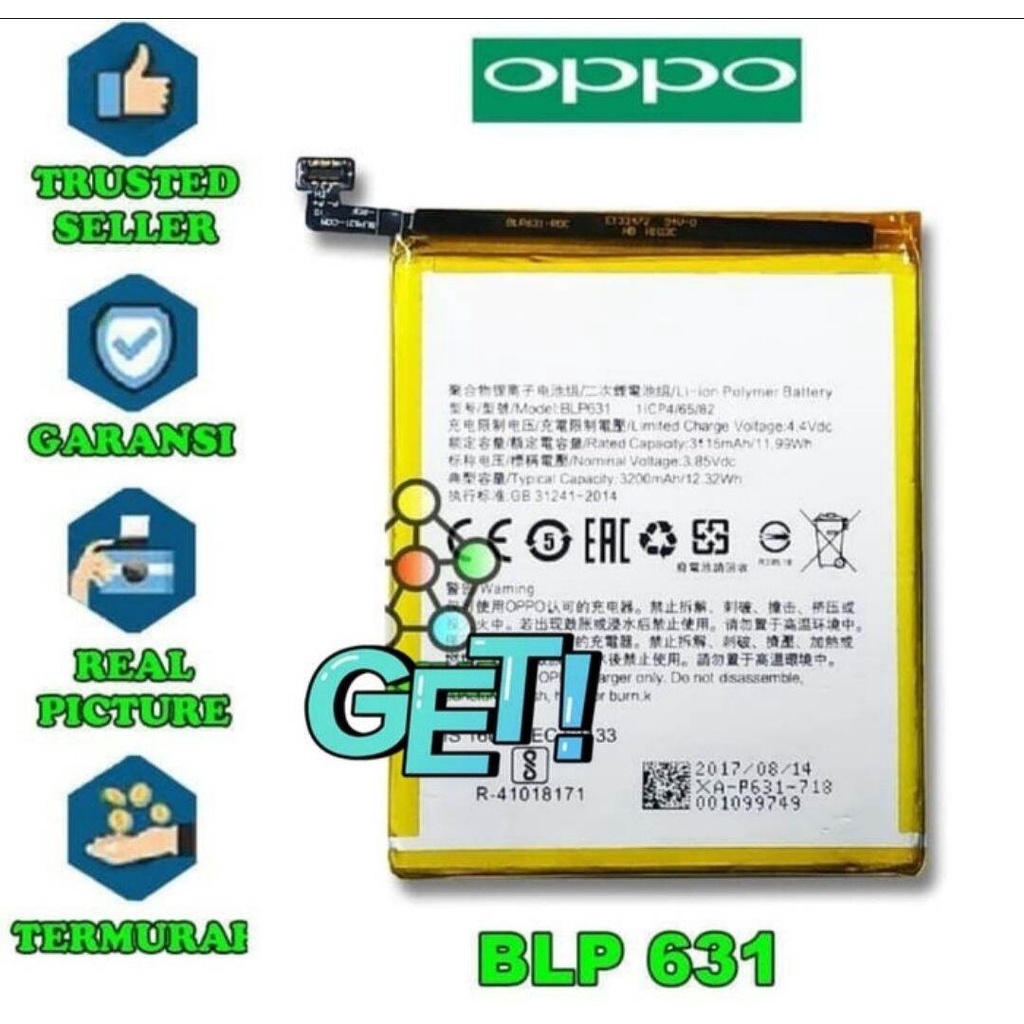 baterai original Oppo F3/ F5/ F5+/ A77/ BLP 631 batre battery ori Oppo BLp631