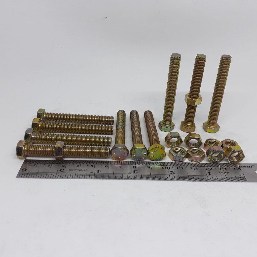 BAUT MUR KUNING M8X60 / BMK M8X60 / BAUT M8X60 KUNING BMK M8 X 60 KUNCI 12