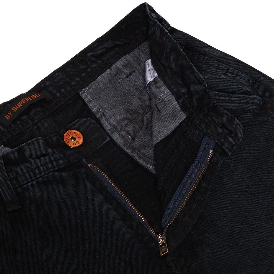 Superego Celana Cargo Pants Pria Jeans Reguler Loose fit Standard Denim Washed Snow Black SCPDW01D 지