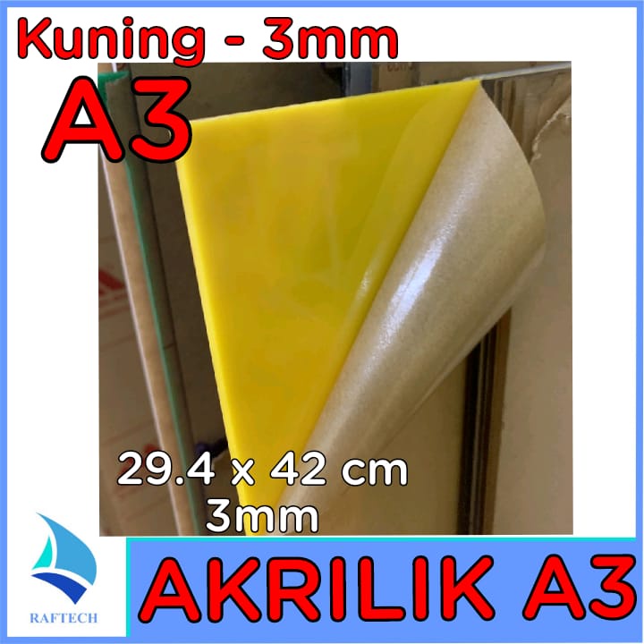 Akrilik A3 Lembaran 3mm Acrylic 3 mm Kuning Marga Cipta