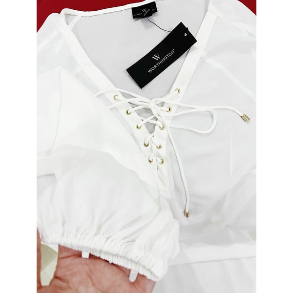 Worthington lace up blouse