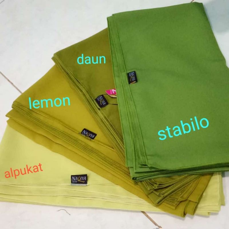 NaQiya jilbab wolfis polos - hijau, kuning