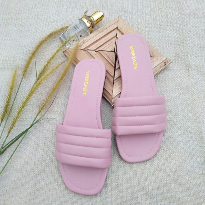 mqstars Sandal Flat WanitaTeplek Sendal Slop Empuk Gemoy Terbaru