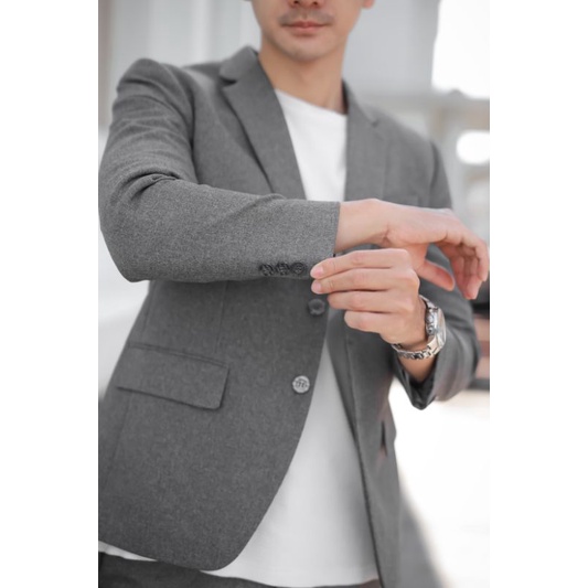 Mubeng - Elegant Jas Slimfit Light Grey (Free Cover Jas)