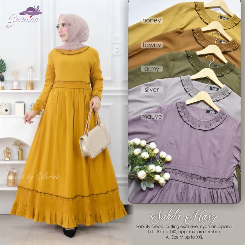 SAHILA MAXI | LD 110CM PJ 140CM | BAJU MUSLIM | DRESS PANJANG