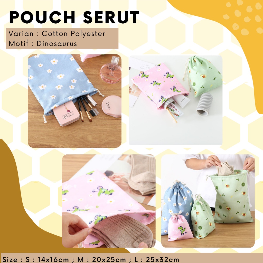 Pouch Serut Cotton / Serbaguna / Souvenir / Eco Friendly / Gift / Motif