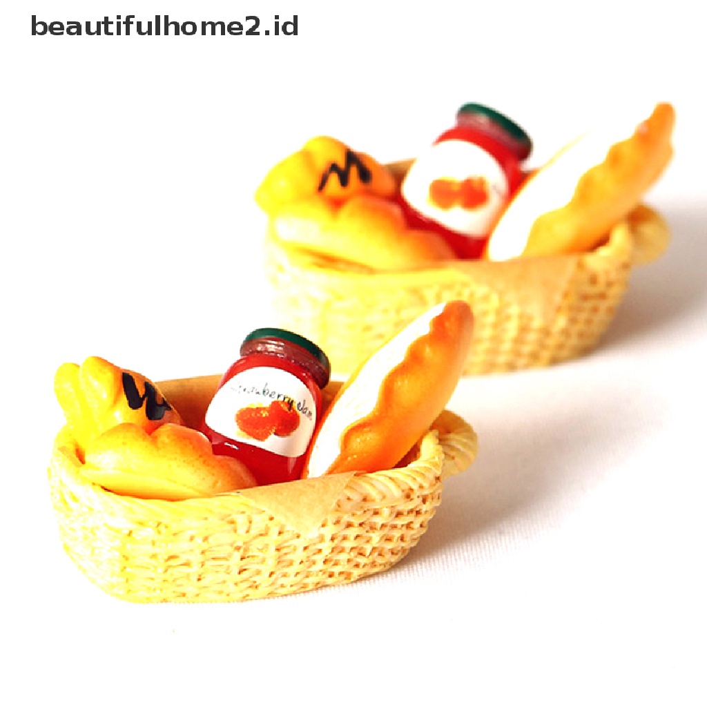 Beautifulhome2.id 1 Set Miniatur Keranjang Selai / Roti Aksesoris Rumah Boneka 1: 12