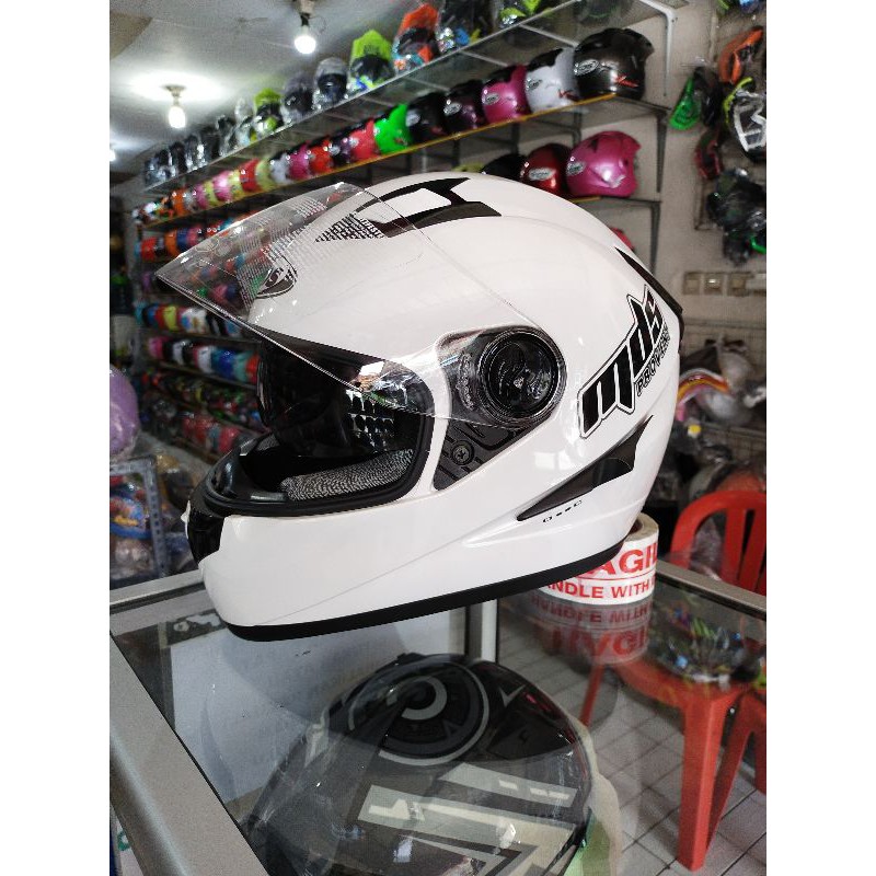 Helm MDS provent putih double visor