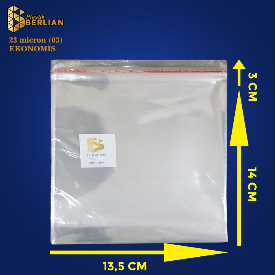 

13,5 x 14 cm Plastik OPP EKONOMIS 23micron (100 lbr) (lem/seal)