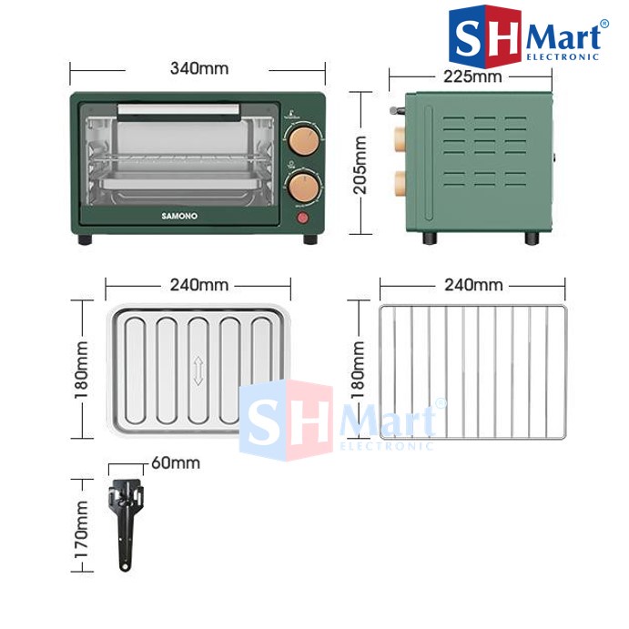 SAMONO Oven Elektrik Listrik 12 Liter Kontrol Timer Pemanas Samono SW-EOG 750 WATT (MEDAN)