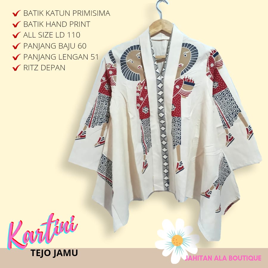 Blus kartini tejo putih batik solo atasan kerja