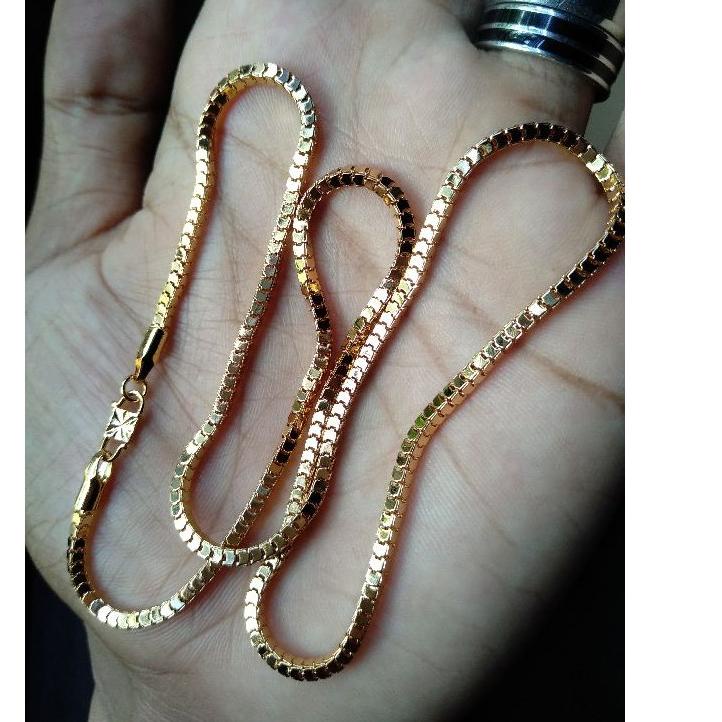 Langsung Kirim KALUNG MILANO KACA ROSE  GOLD LAPIS EMAS LEBAR 2 MILI PENGKAIT S SEPERTI EMAS ASLI