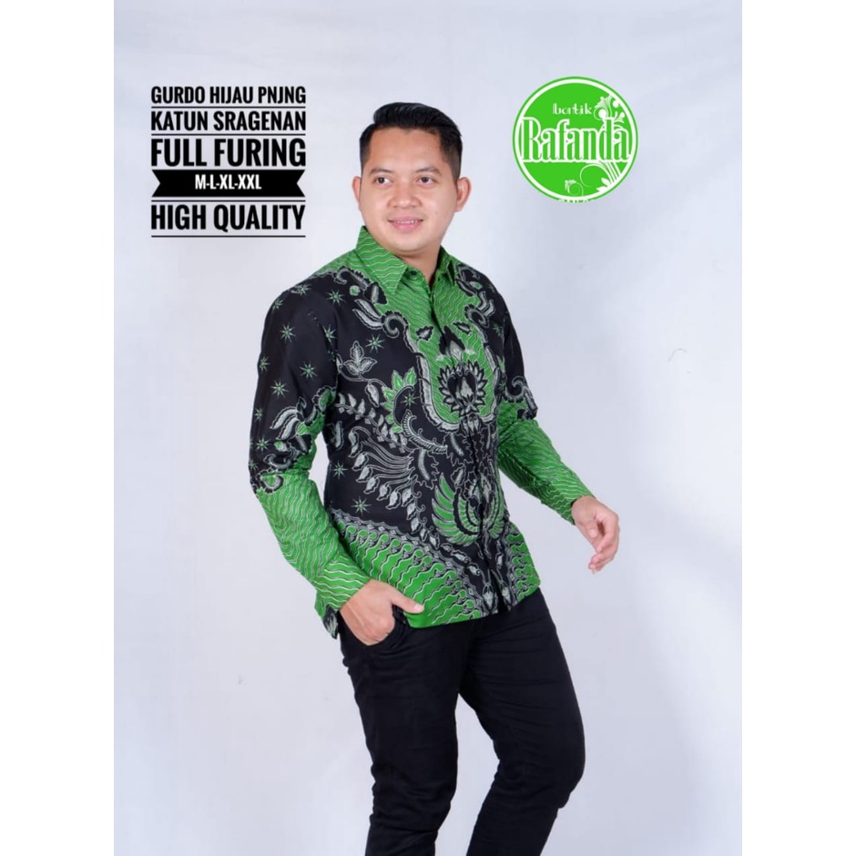 GURDO HIJAU RAFANDA BAJU KEMEJA BATIK PRIA SOLO LENGAN PANJANG PENDEK LAPIS FURING ATASAN BATIK PREMIUM MODERN KATUN HALUS ANGGARA MERAH PEKSI JODO CEMPAKA HIJAU KOKO MODANG NAVY ADI PRAKASA 2 ARFANA ANGGARA PARANG SEKTI PARANG SINAR NAVY PARANG PERDANA