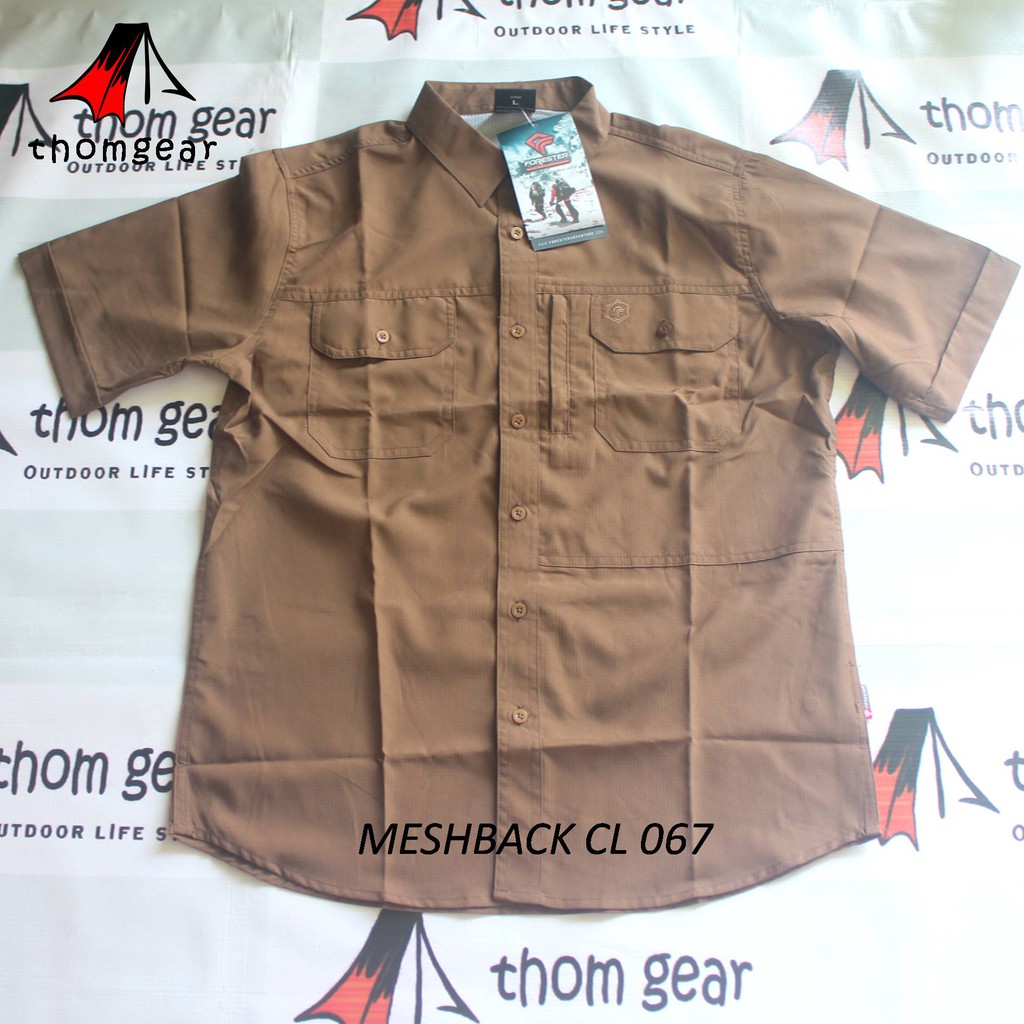 Thomgear Kemeja Pdl Lengan Pendek Forester Meshback Cl 067 Polyester Linen Kemeja Outdoor Thomgear