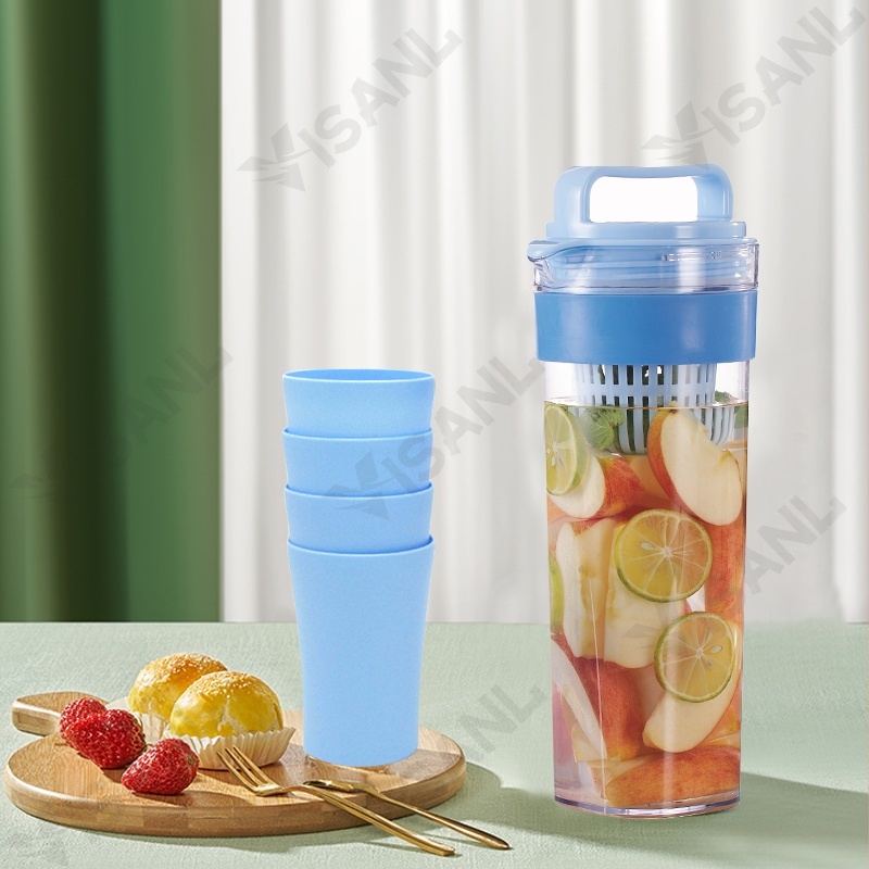 Teko Set 5 In 1 /Travel Cup/Water Mug / Cangkir Air Warna Warni / Teko plastik Ada 4 pcs cangkir