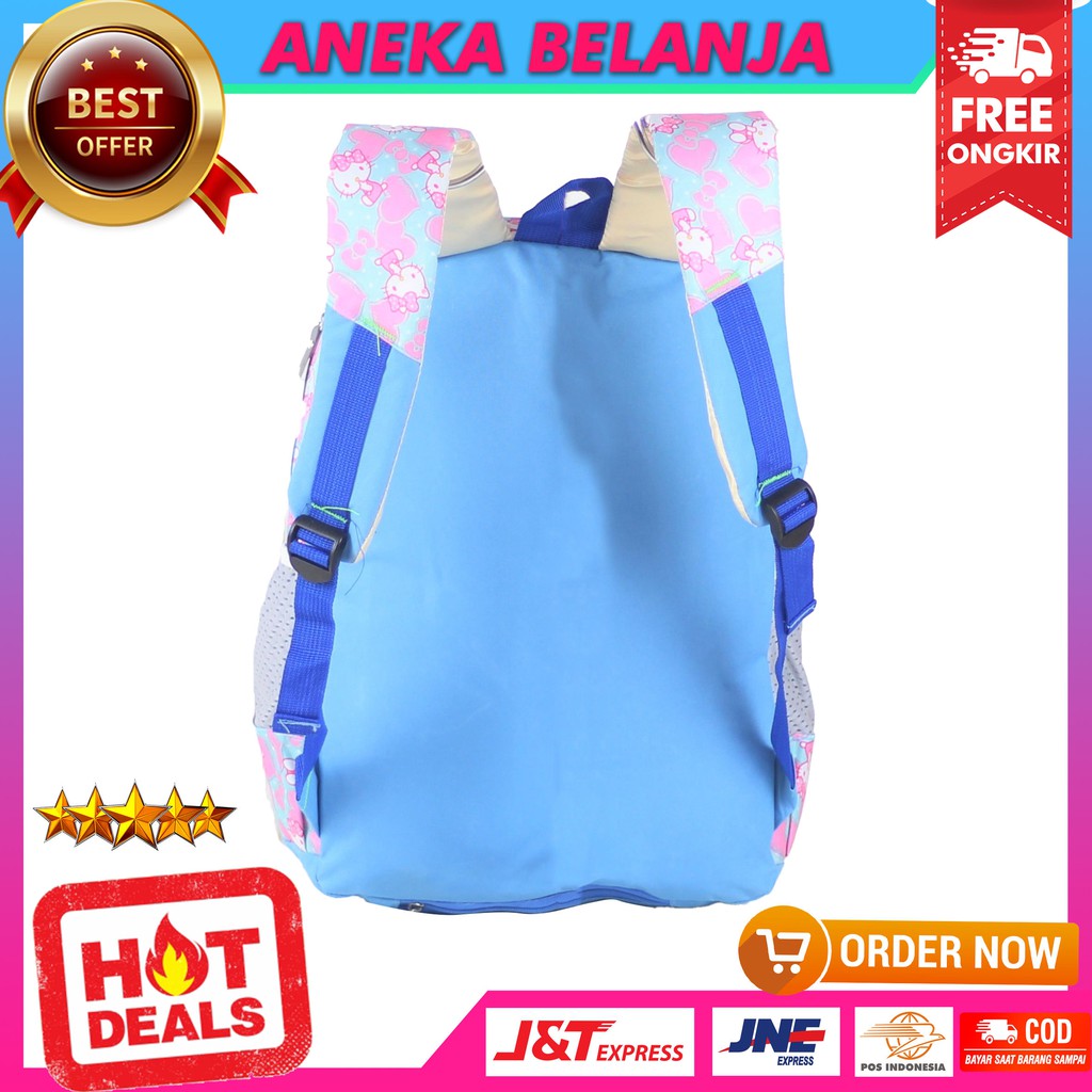 Tas Sekolah Anak Princess Kitty Pink Variasi Biru Bonus Tempat Pensil