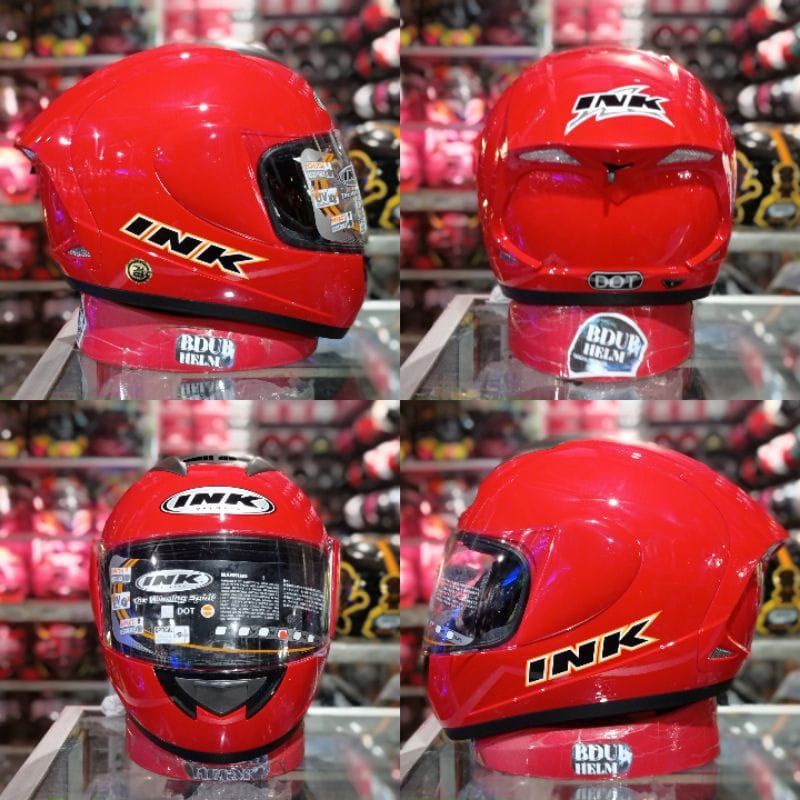 HELM INK CL-MAX SERI #7 BLACK/RED DOFF ORIGINAL 100% REAL PICT-INK SOLID MERAH