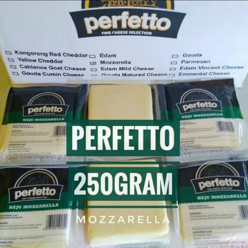 

Mozarella Cheese PERFETTO / Keju Mozarela 250 Gr Best Quality Mozzarella Mozzarela