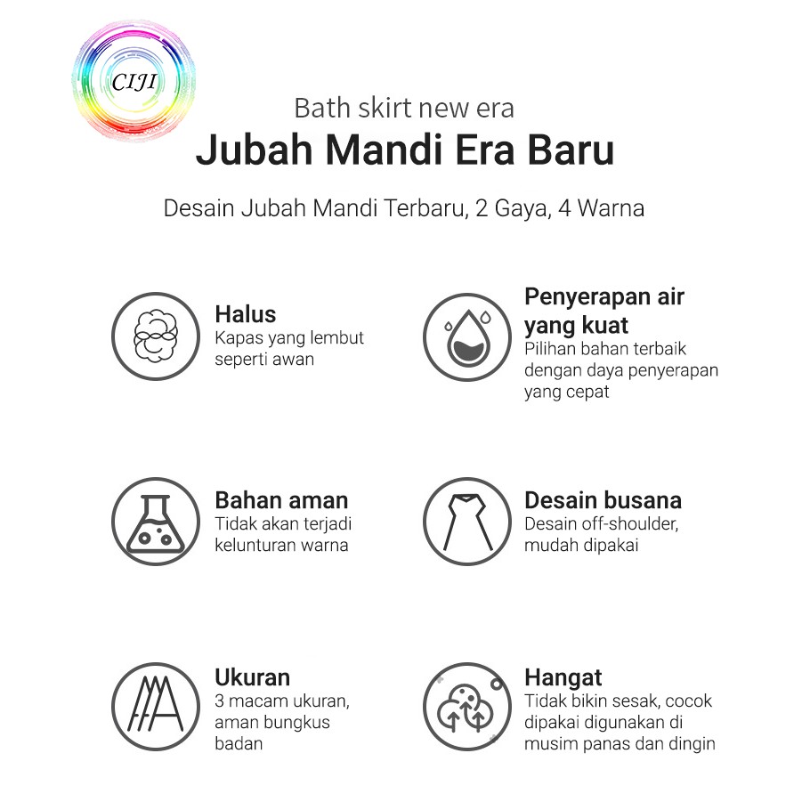 CJBR-D TINO TINO Handuk Mandi Wanita Dewasa Model Off Shoulder Dengan Berbagai Warna