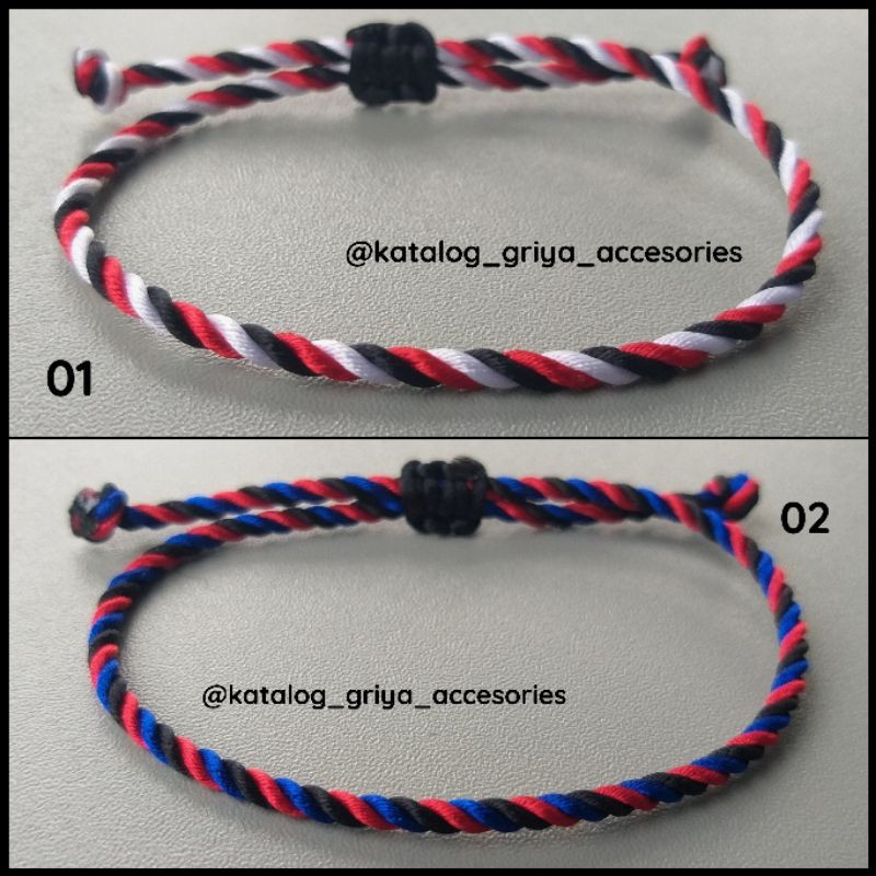 Gelang Tridatu Tali ulir Polos Simpel