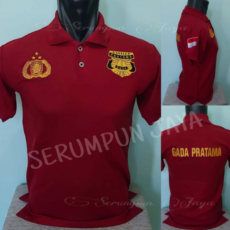 KAOS GADA PRATAMA TERBARU - KAOS KERAH GADA PRATAMA MARUN TERBARU FULL BORDIR