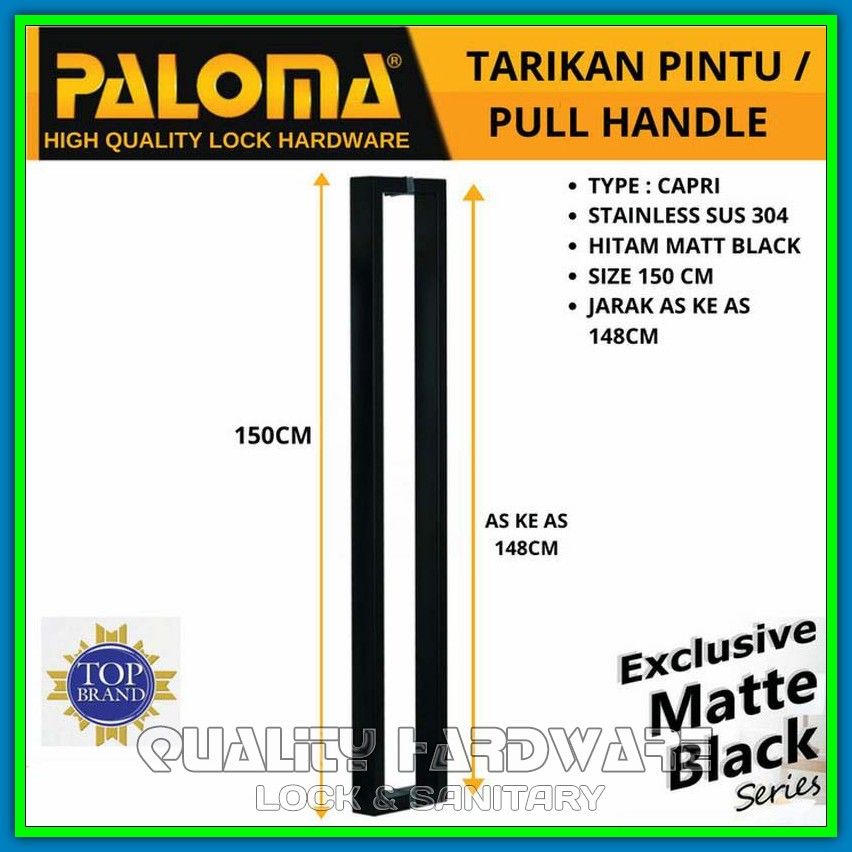 Handle Pintu / Gagang Pintu Minimalis Paloma QHPHP 3136 - 150 cm Hitam Handel Pintu Berkualitas