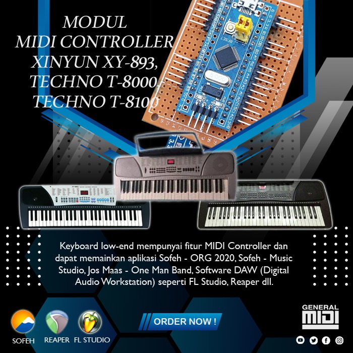 Modul MIDI Controller Techno T-8100, Techno T-8000, Xinyun XY-833, Xinyun XY-893