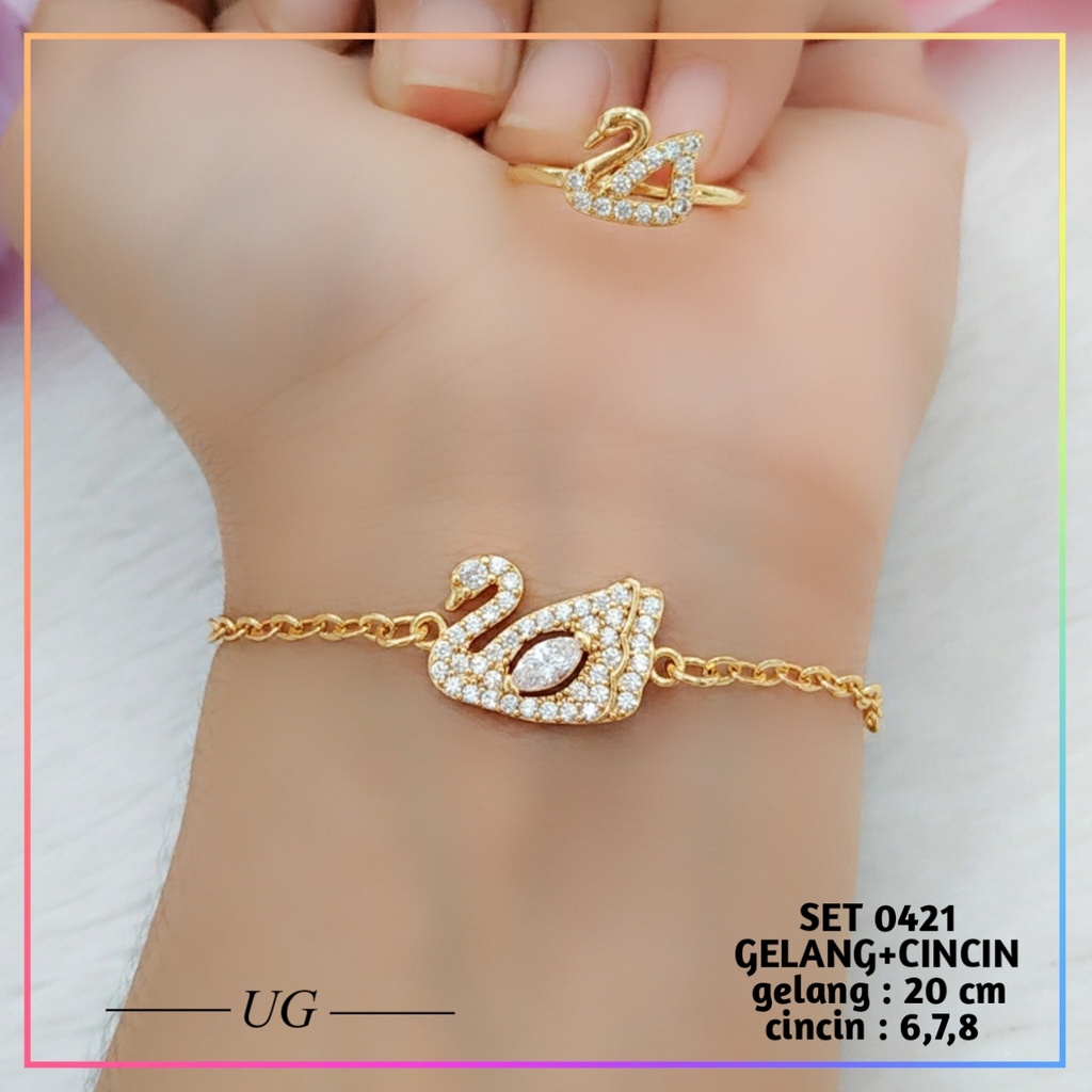 Set Perhiasan Xuping Set Dewasa Terlaris Angsa Cantik Perhiasan Satu Set Wanita Lapis Emas Gold 0421