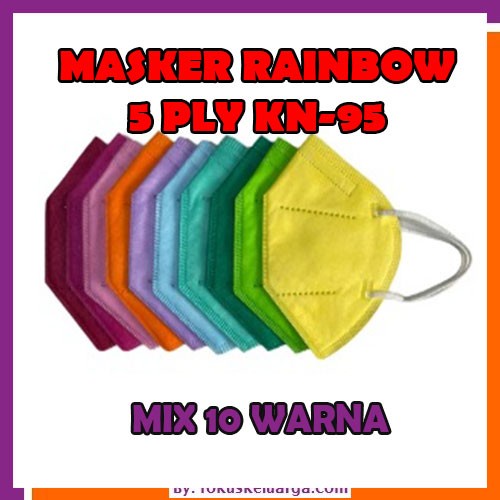 MASKER KN95 RAINBOW MASKER KN 95 PELANGI WARNA WARNI CAREION 5PLY MIX