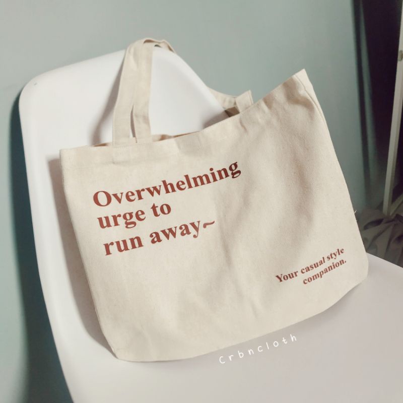 TOTEBAG KANVAS OVERWHELMING (crbn_cloth) Totebag quotes aesthetic