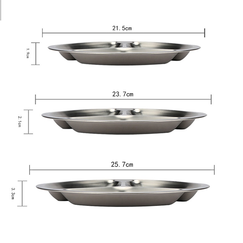 Piring Makan 3 Bagian Bahan Stainless Steel Ukuran 22 / 24cm