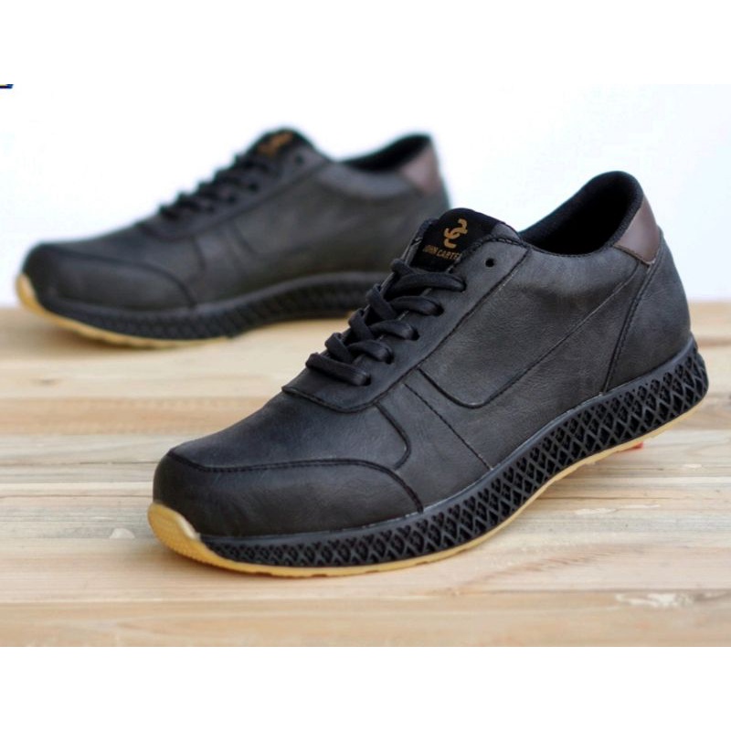 SEPATU SNEAKERS KULIT CASUAL ROVER BLACK ORIGINAL JOHN CARTER HANDMADE